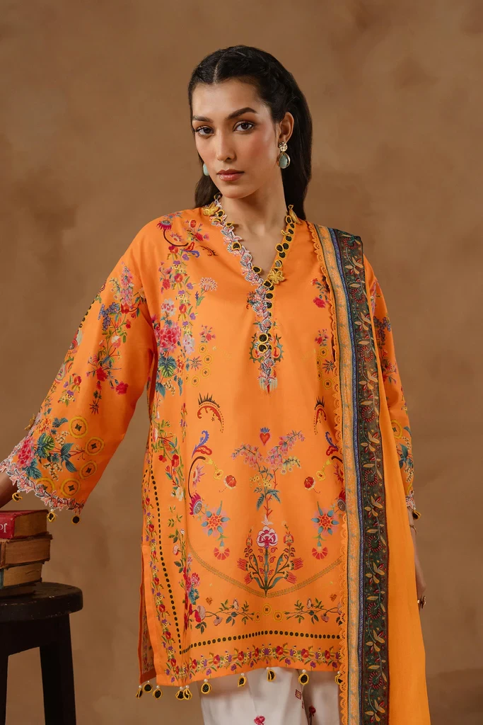Muzlin Lawn 3 Piece Suit - SKU: M261-019B-CI