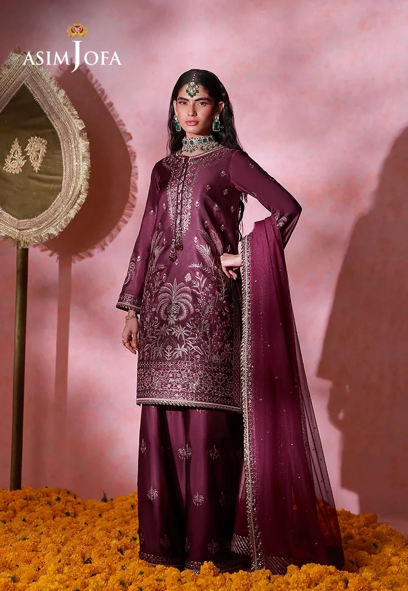 Embroidered Charmeuse Silk 3 Pcs - AJULFI-03-UNS