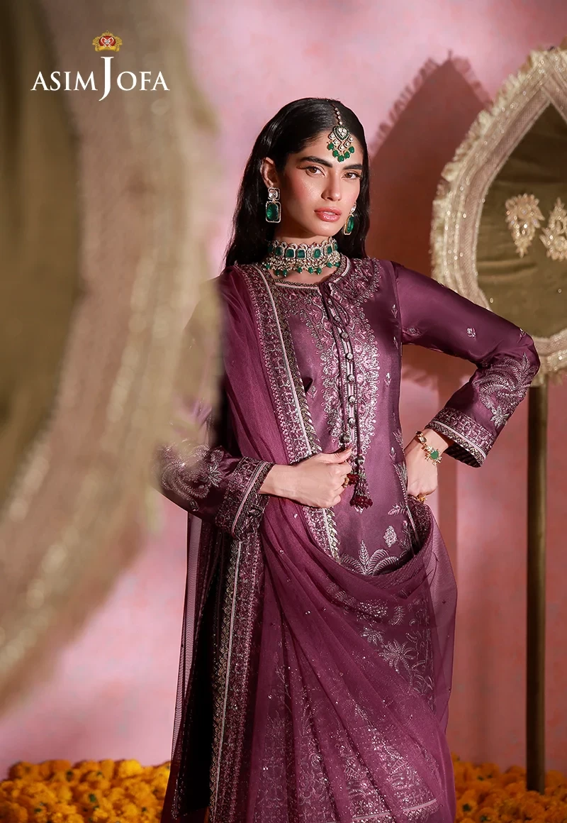 Embroidered Charmeuse Silk 3 Pcs - AJULFI-03-UNS