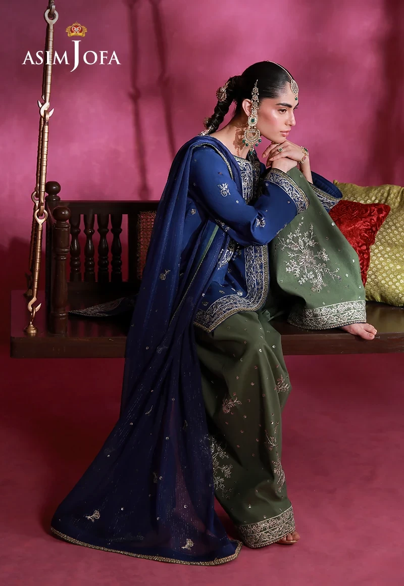 Embroidered Raw Silk 3 Pcs - AJULFI-10-UNS