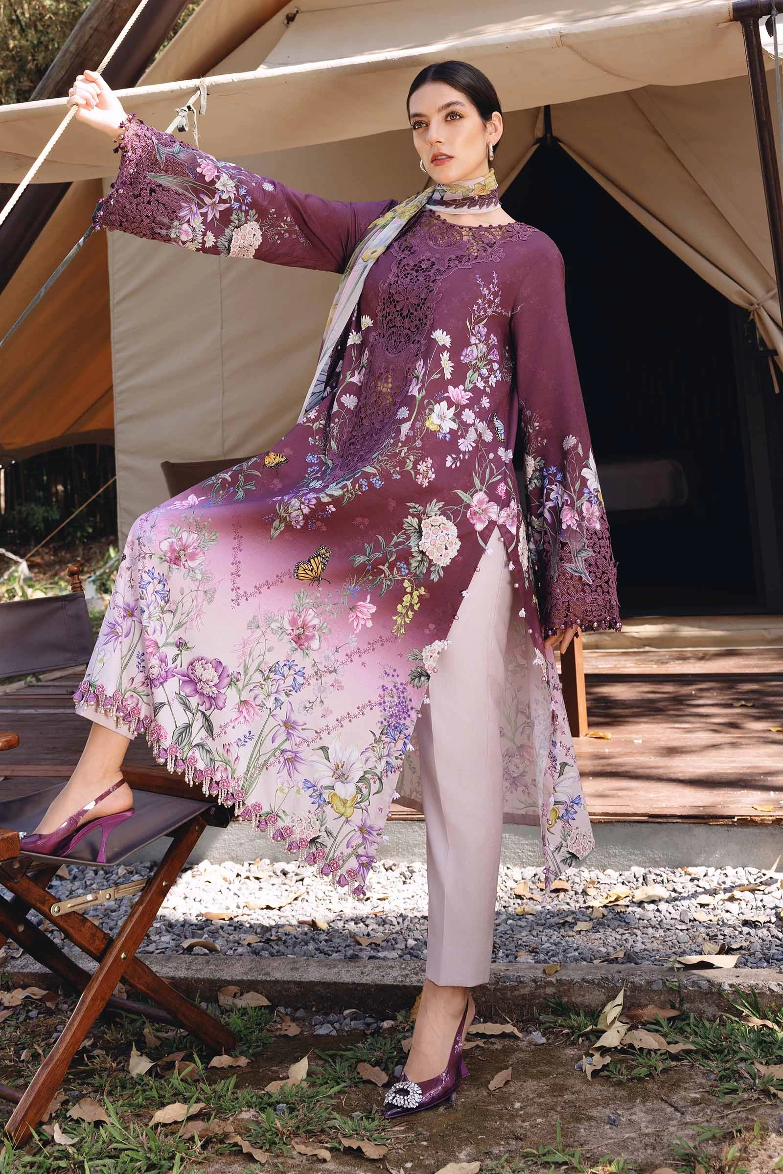 3 Piece Embroidered Lawn Suit - MPT-2909-B
