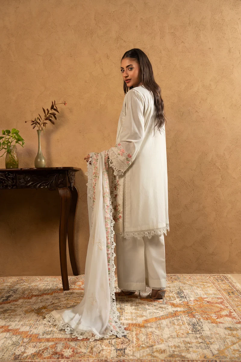RTS | SHIRT, TROUSER & DUPATTA LAWN | EMBROIDERED - SKU: M-04-26-White