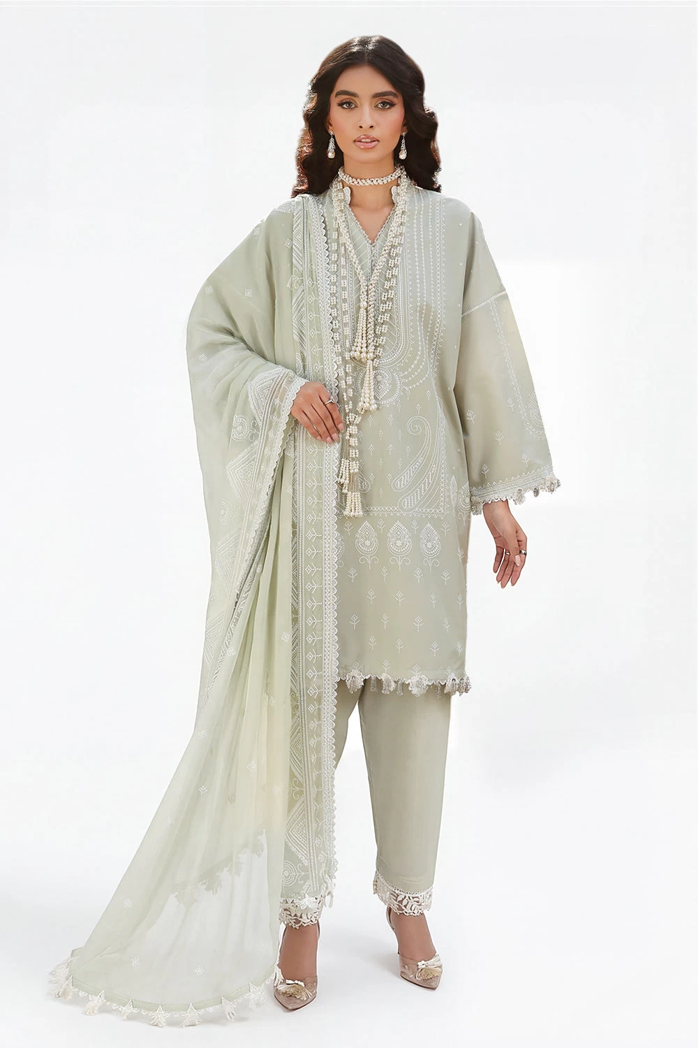 3 Piece Embroidered Lawn Suit with Embroidered Chiffon Dupatta KD-62004 - W-FB-L