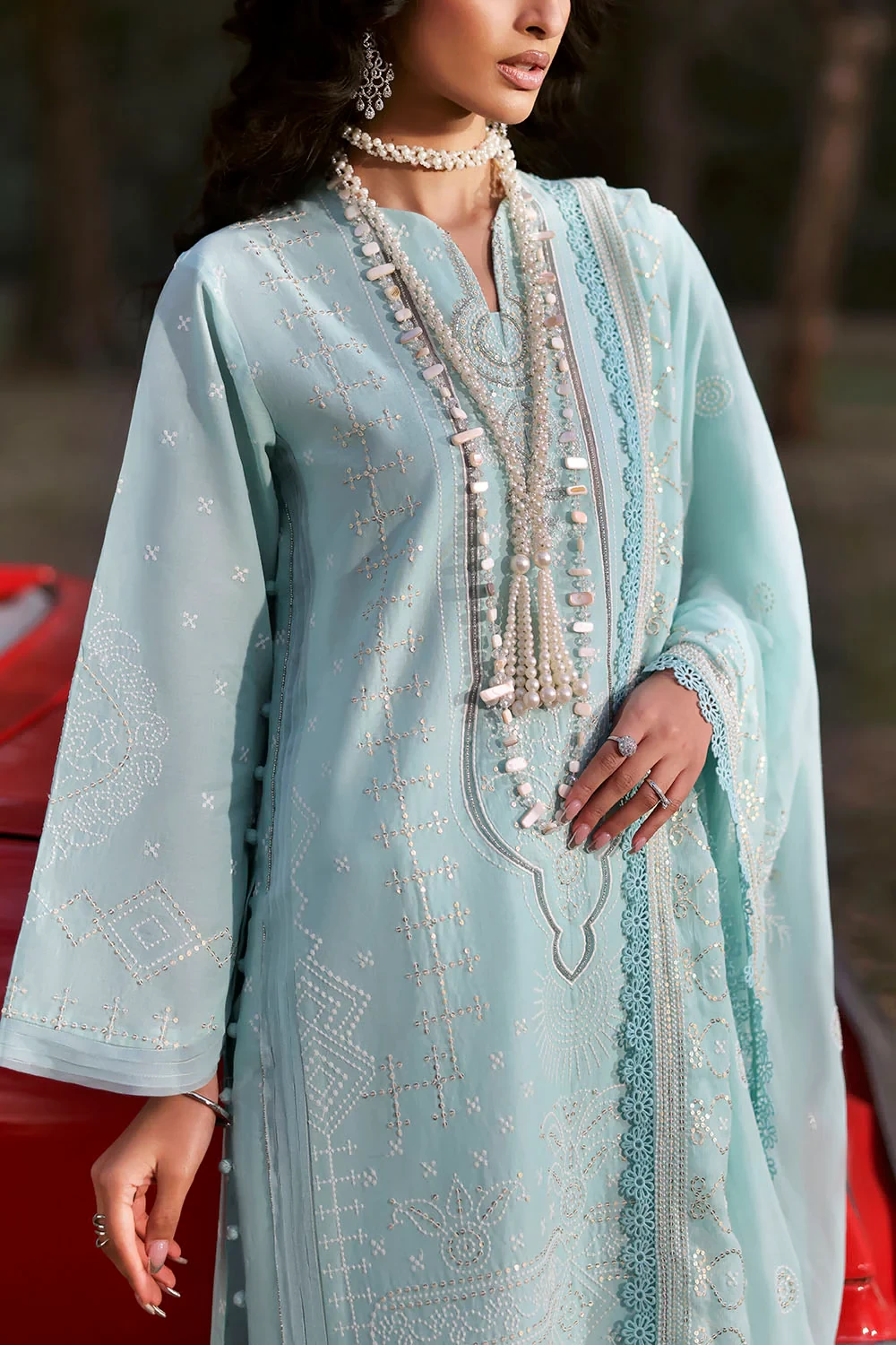 3 Piece Embroidered Lawn Suit with Embroidered Chiffon Dupatta KD-62001 - W-FB-L