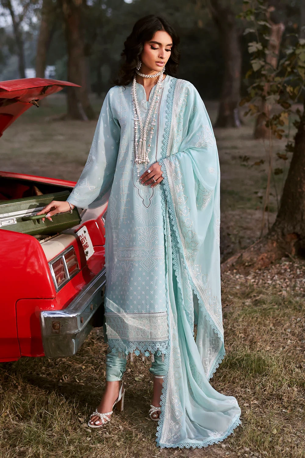 3 Piece Embroidered Lawn Suit with Embroidered Chiffon Dupatta KD-62001 - W-FB-L