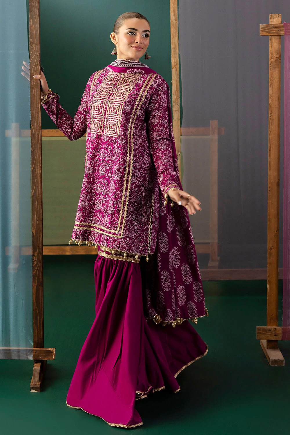 3 Piece Gota Embroidered Lawn Suit with Printed Lawn Dupatta CL-62041 - W-FB-HT-