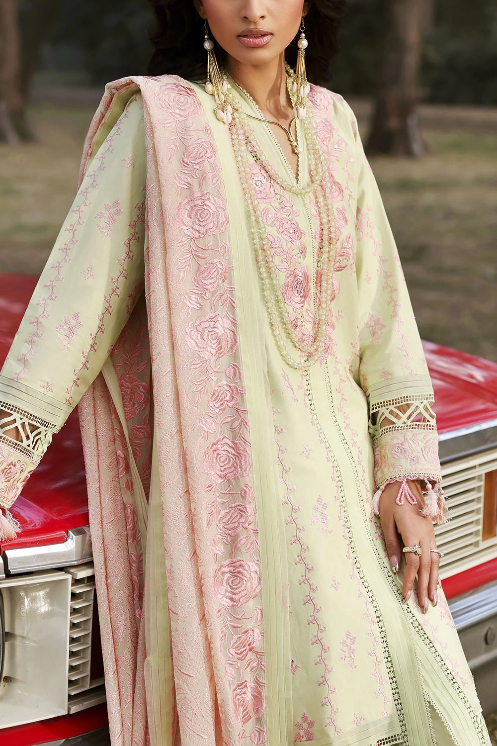 3 Piece Embroidered Lawn Suit with Embroidered Chiffon Dupatta PM-62016 - W-FB-L