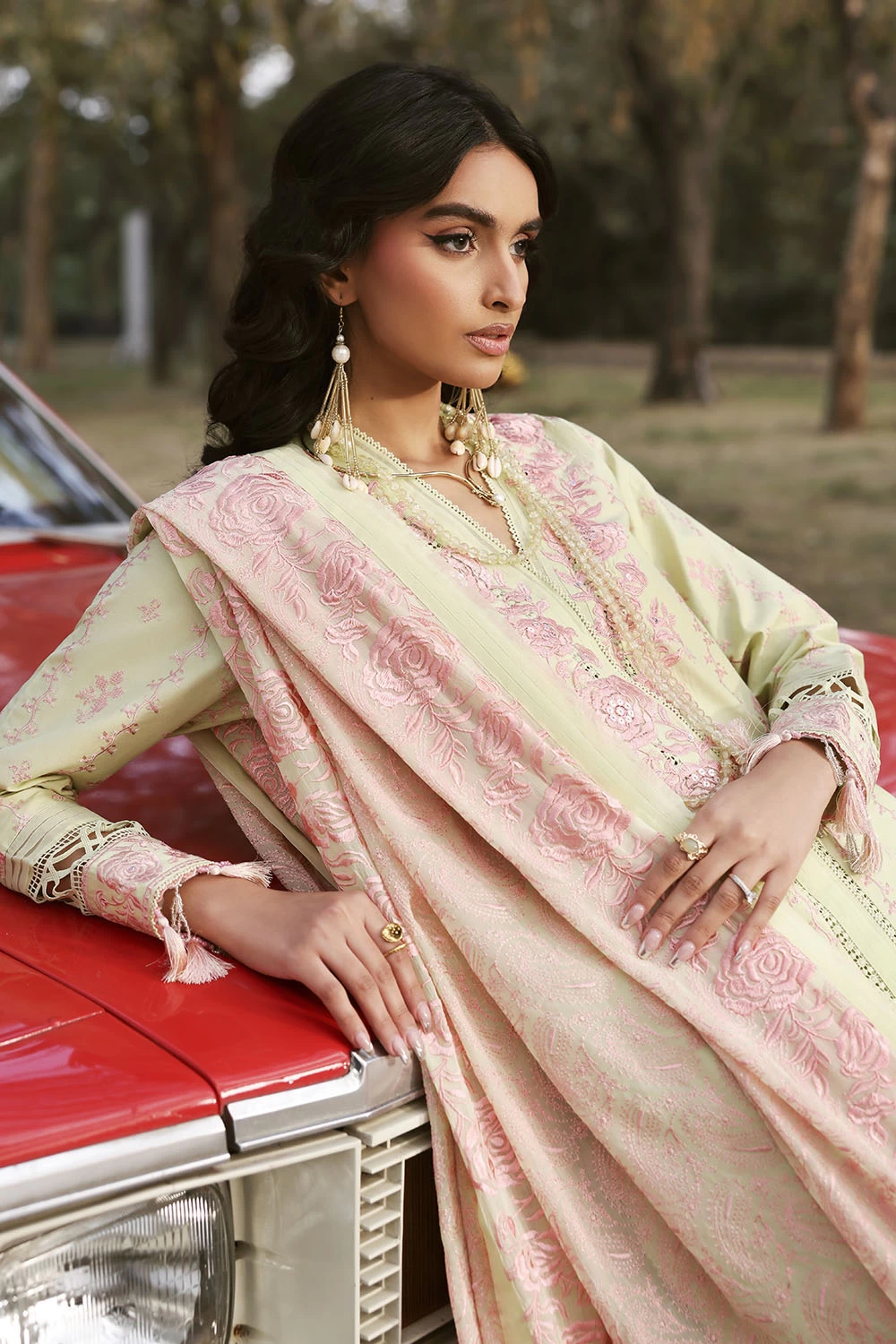 3 Piece Embroidered Lawn Suit with Embroidered Chiffon Dupatta PM-62016 - W-FB-L