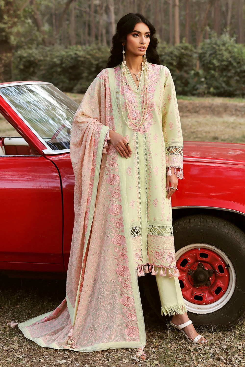 3 Piece Embroidered Lawn Suit with Embroidered Chiffon Dupatta PM-62016 - W-FB-L