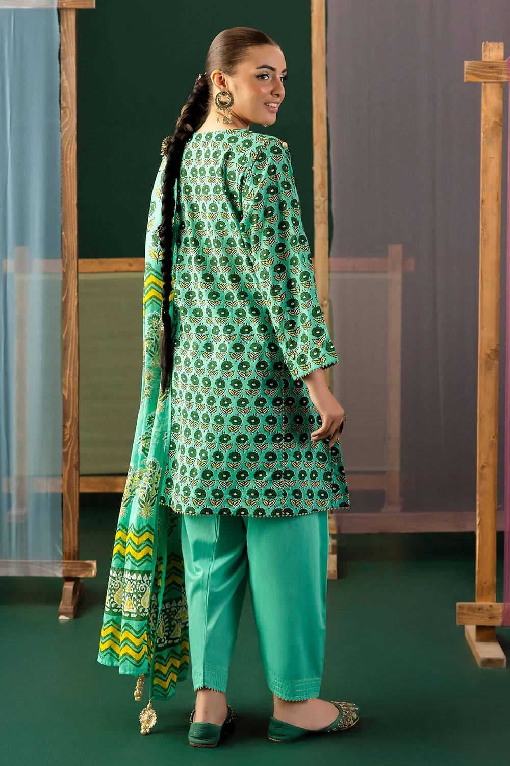 3 Piece Gota Embroidered Lawn Suit with Printed Lawn Dupatta CL-62044 - W-FB-HT-