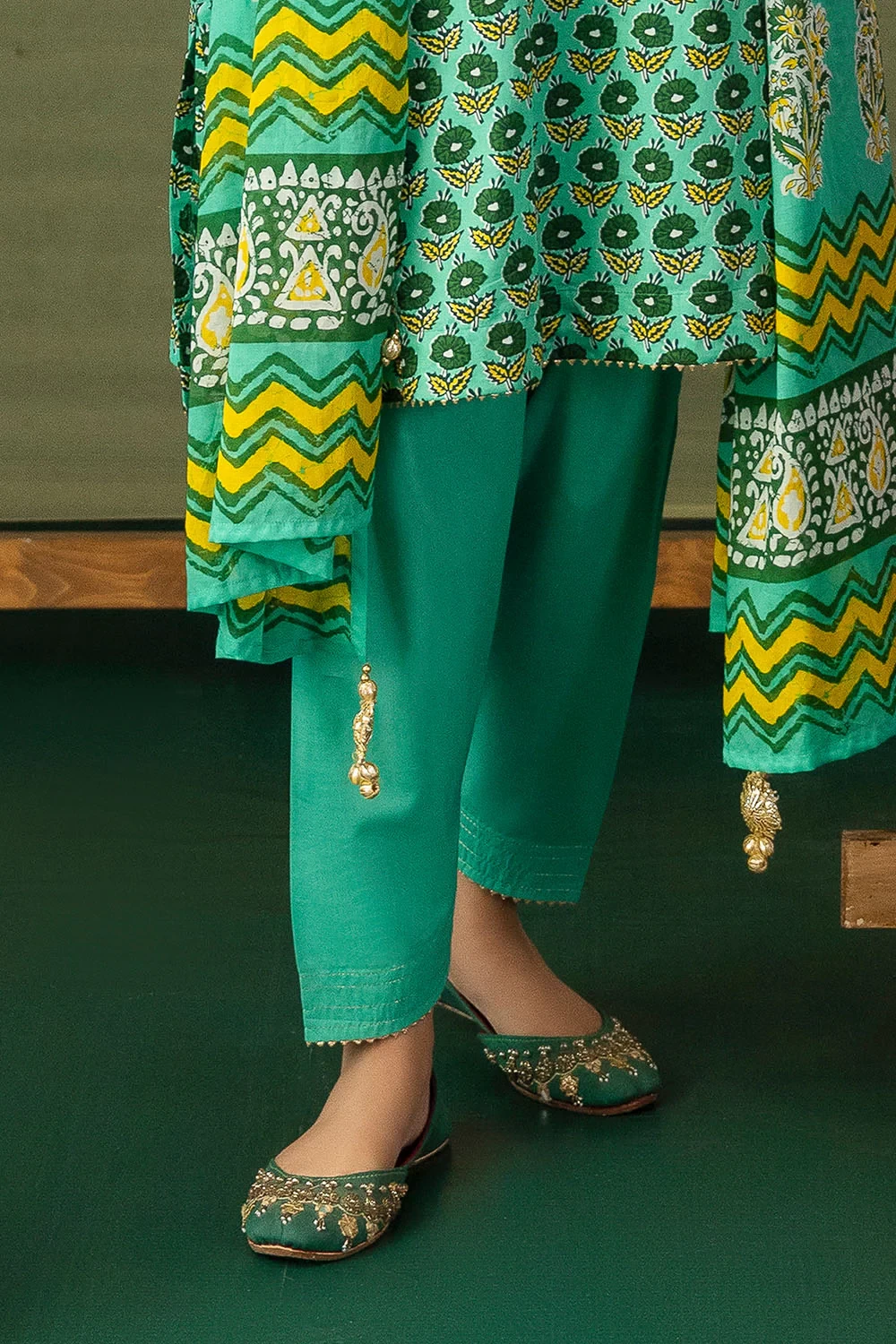3 Piece Gota Embroidered Lawn Suit with Printed Lawn Dupatta CL-62044 - W-FB-HT-