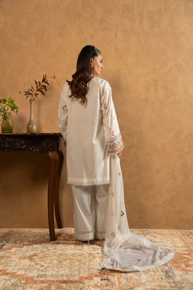 RTS | SHIRT, TROUSER & DUPATTA LAWN | EMBROIDERED - SKU: M-07-26-Off White