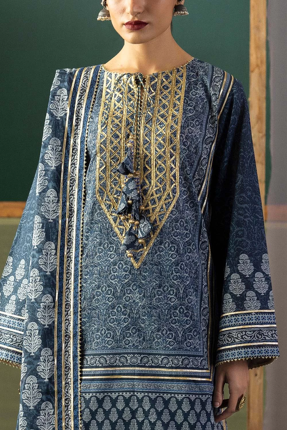3 Piece Gota Embroidered Lawn Suit with Printed Lawn Dupatta CL-62039 - W-FB-HT-