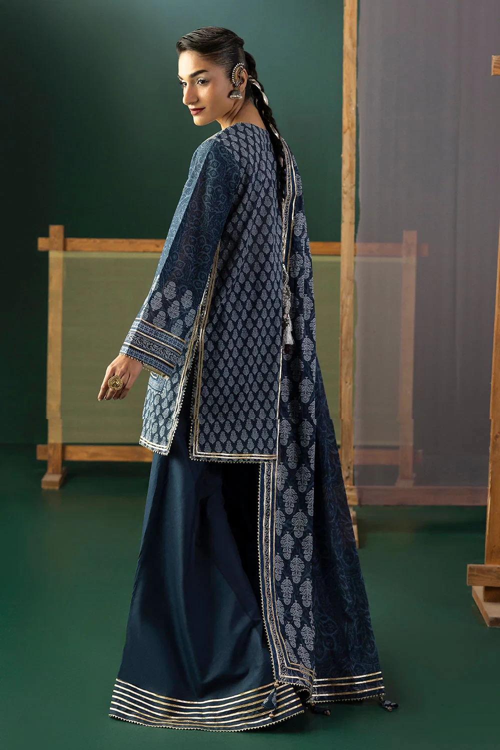 3 Piece Gota Embroidered Lawn Suit with Printed Lawn Dupatta CL-62039 - W-FB-HT-