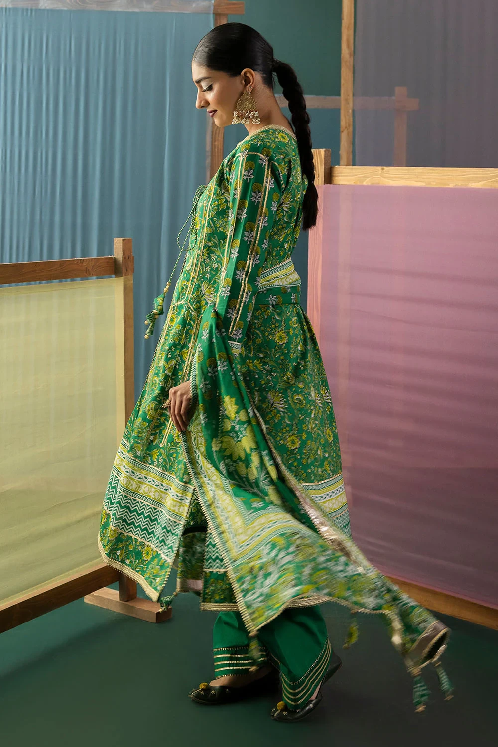 3 Piece Gota Embroidered Lawn Suit with Printed Lawn Dupatta CL-62042 - W-FB-HT-