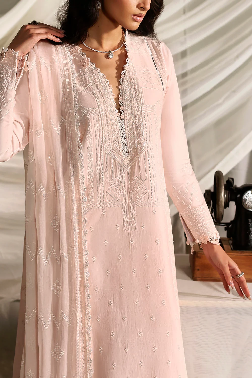 3 Piece Embroidered Lawn Suit with Embroidered Chiffon Dupatta KD-62002 - W-FB-L