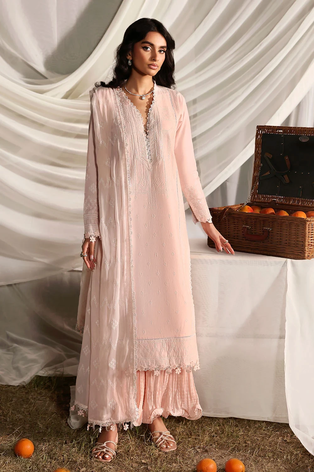 3 Piece Embroidered Lawn Suit with Embroidered Chiffon Dupatta KD-62002 - W-FB-L