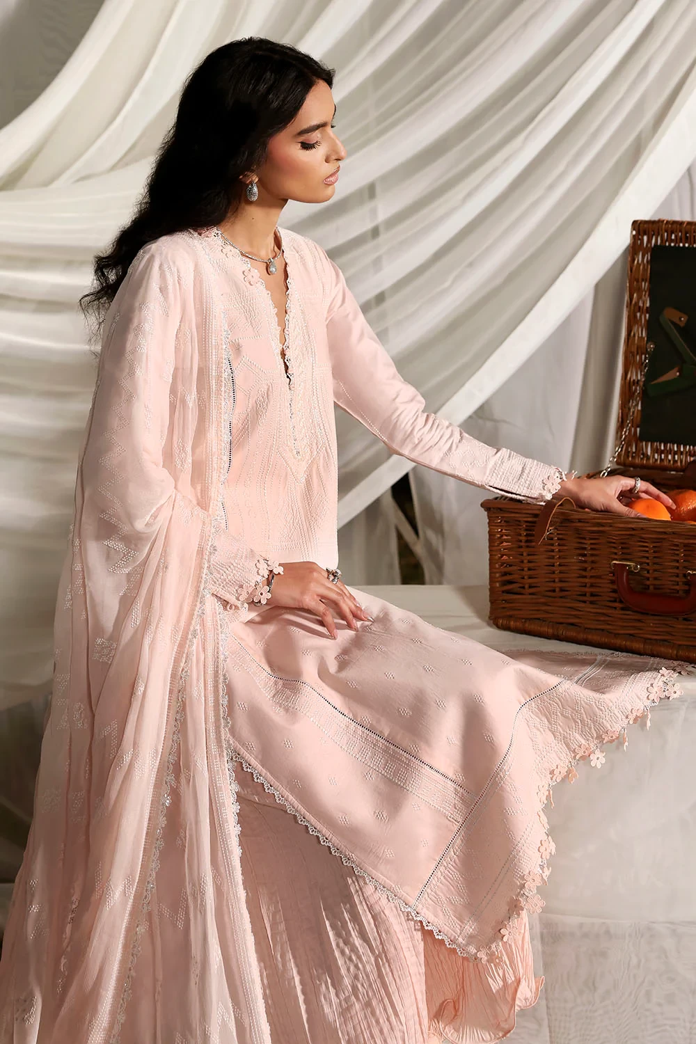 3 Piece Embroidered Lawn Suit with Embroidered Chiffon Dupatta KD-62002 - W-FB-L