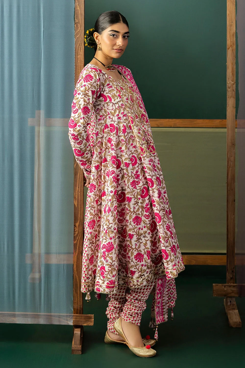 3 Piece Gota Embroidered Lawn Suit with Printed Lawn Dupatta CL-62043 - W-FB-HT-