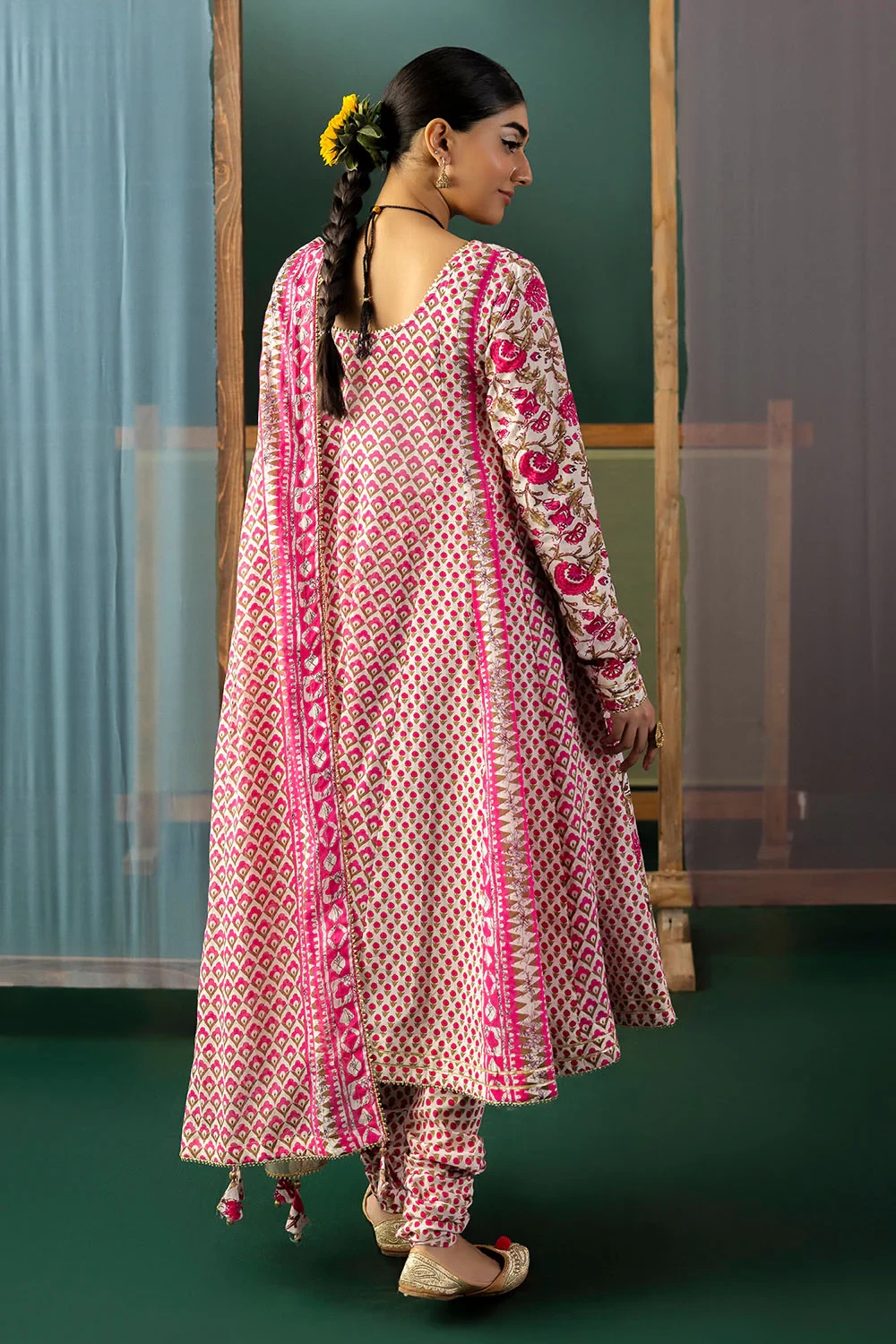3 Piece Gota Embroidered Lawn Suit with Printed Lawn Dupatta CL-62043 - W-FB-HT-