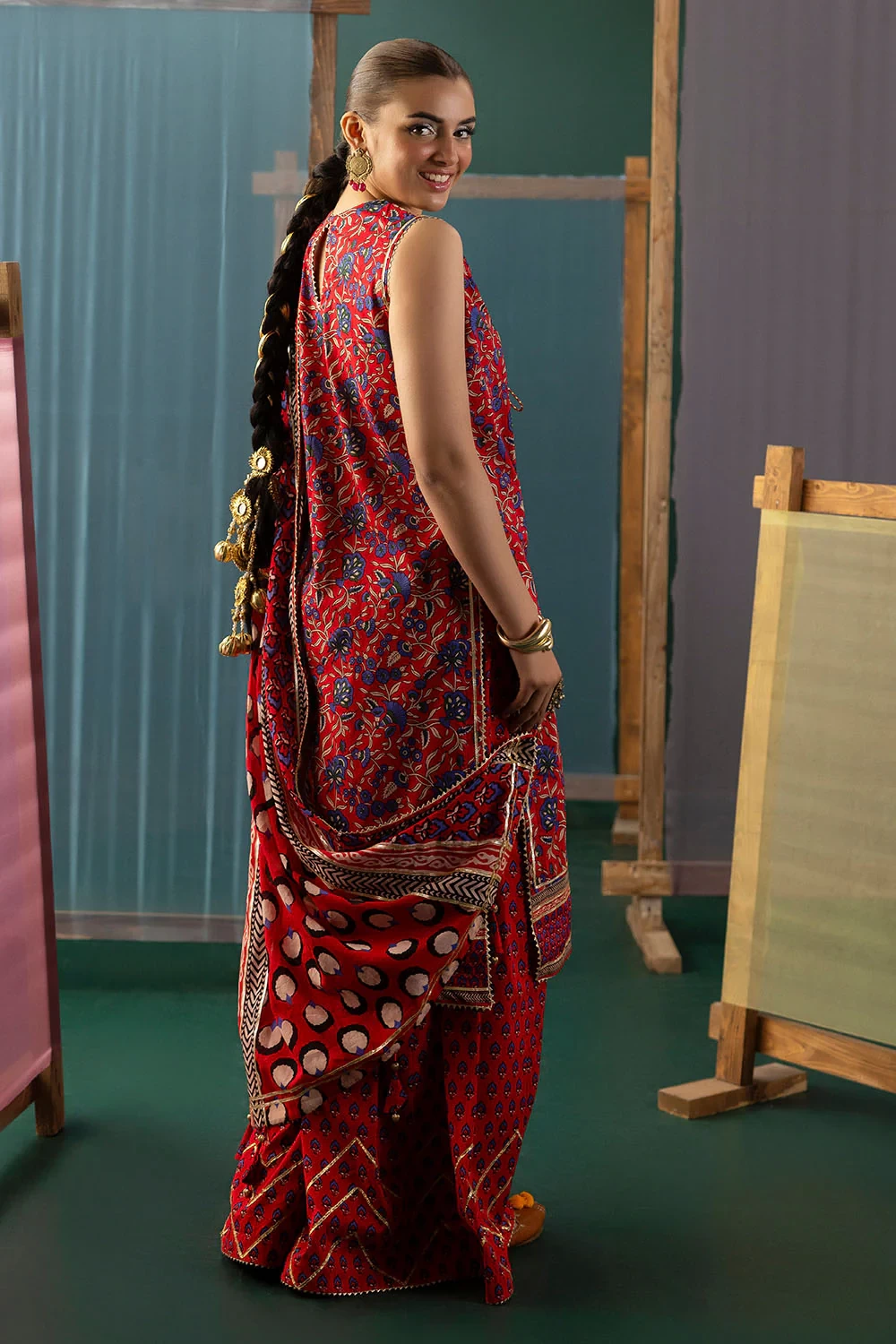 3 Piece Gota Embroidered Lawn Suit with Printed Lawn Dupatta CL-62040 - W-FB-HT-