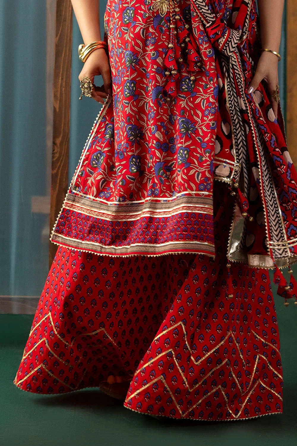 3 Piece Gota Embroidered Lawn Suit with Printed Lawn Dupatta CL-62040 - W-FB-HT-