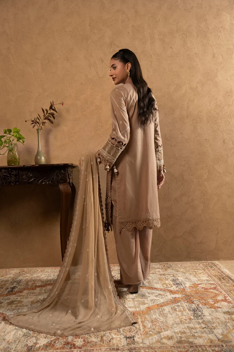 RTS | SHIRT, TROUSER & DUPATTA LAWN | EMBROIDERED - SKU: M-11-26-Fawn
