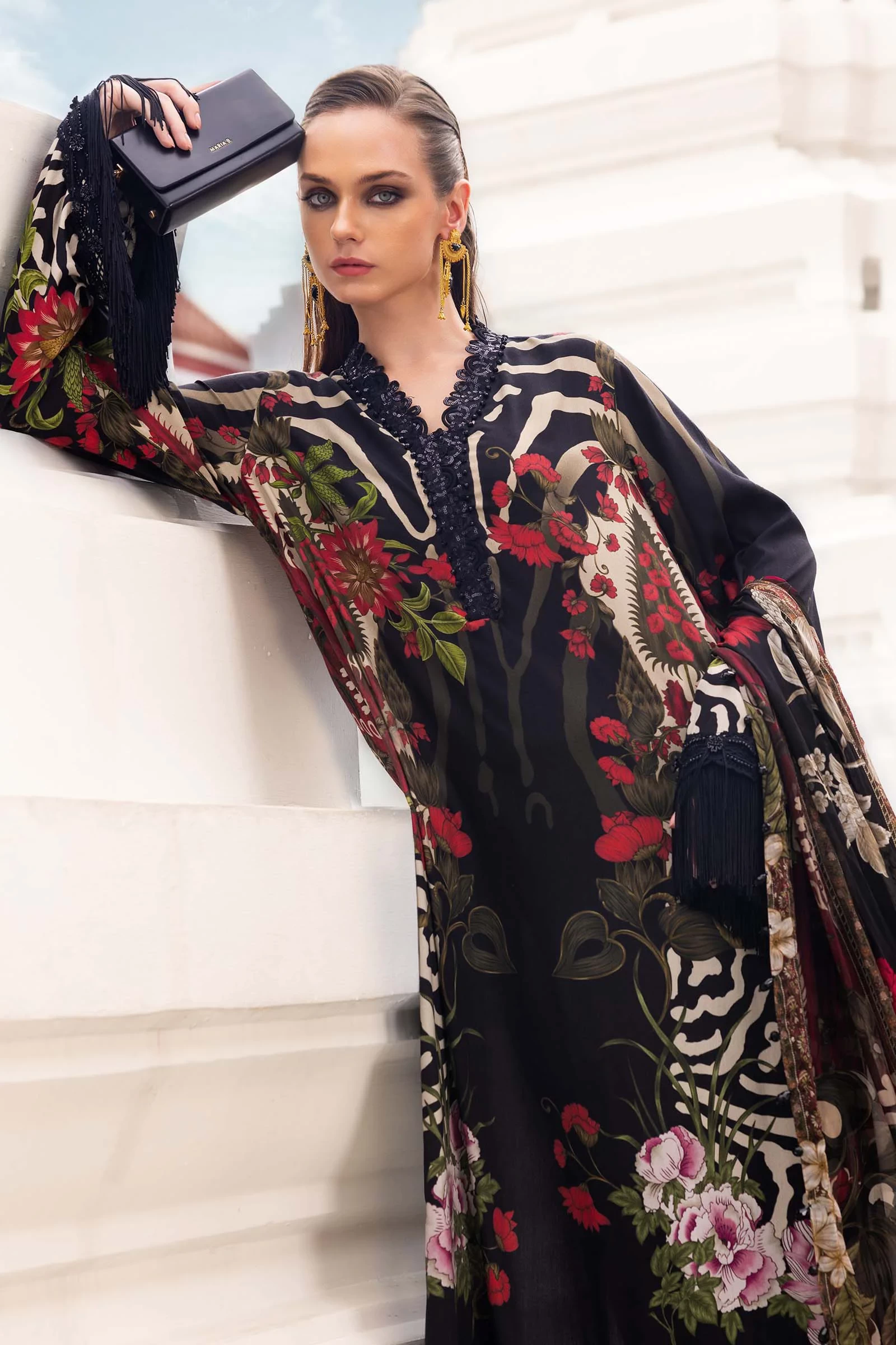 3 Piece Unstitched Embroidered Linen Suit - MPT-2810-B