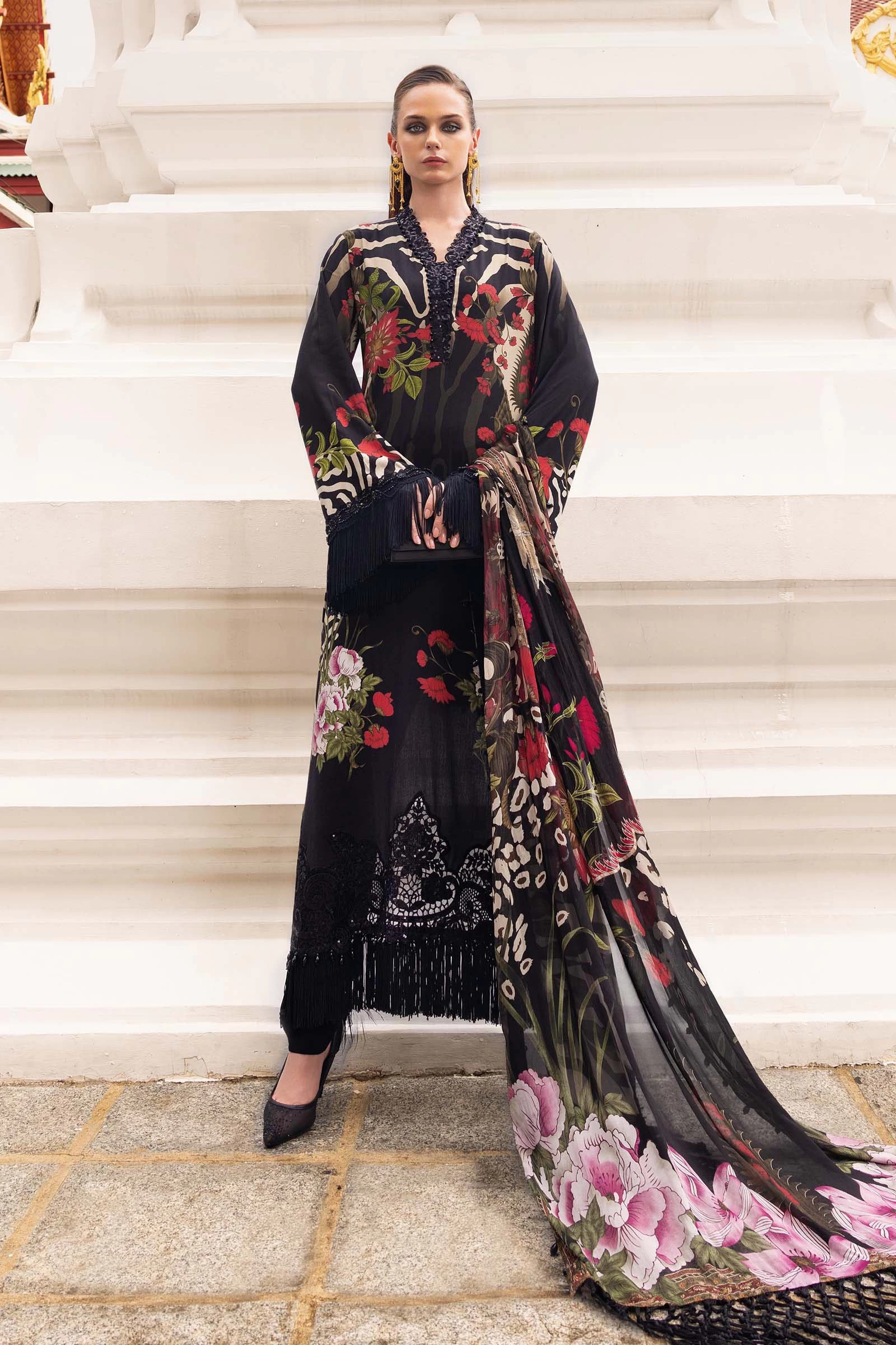 3 Piece Unstitched Embroidered Linen Suit - MPT-2810-B