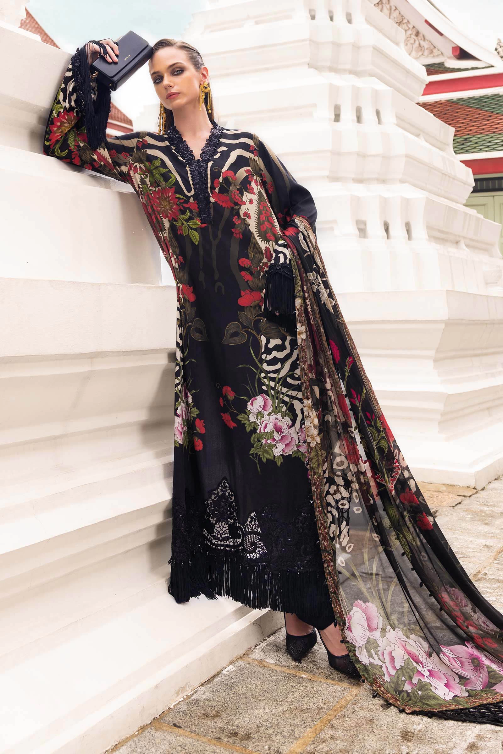 3 Piece Unstitched Embroidered Linen Suit - MPT-2810-B