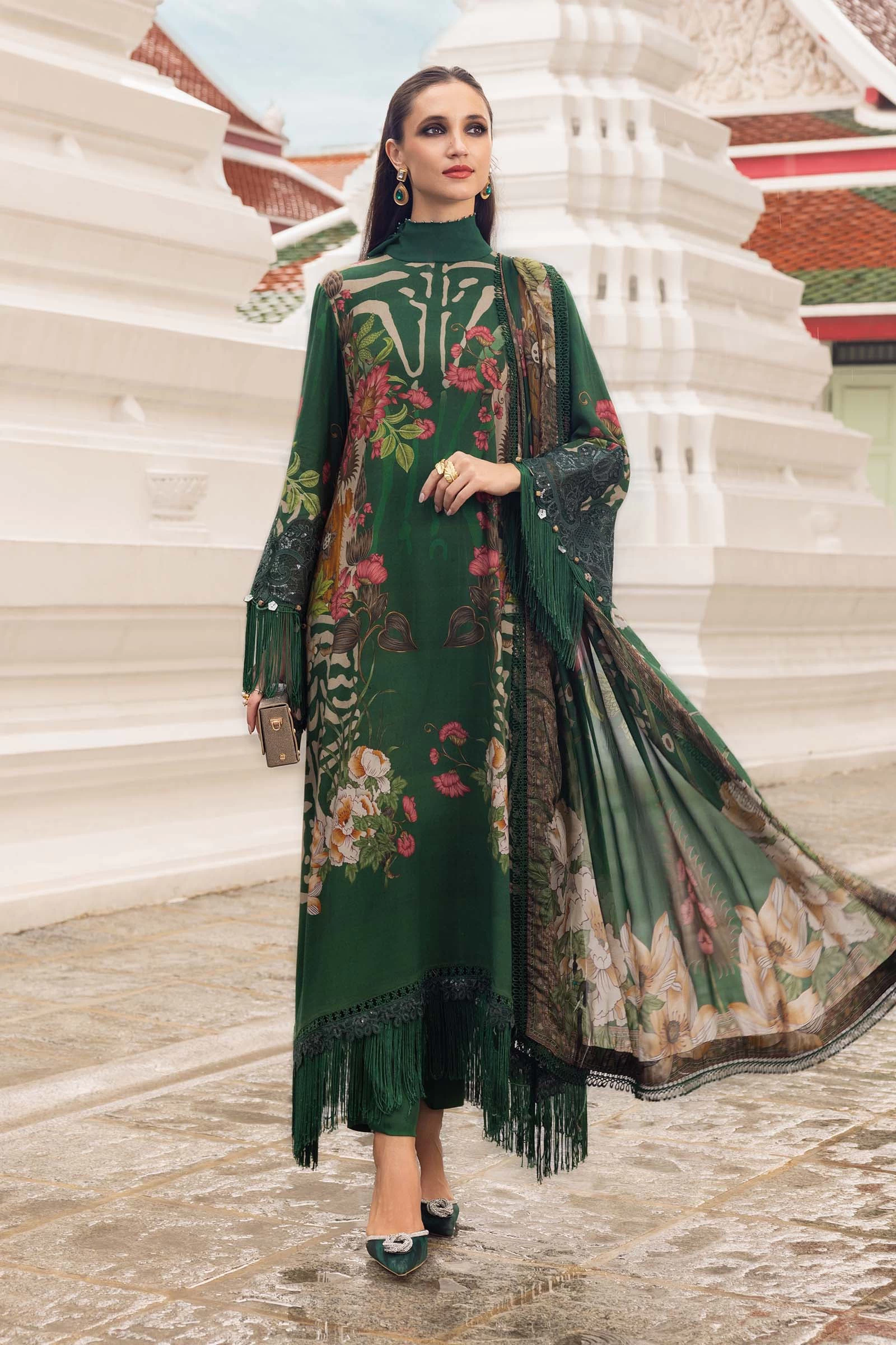 3 Piece Unstitched Embroidered Linen Suit - MPT-2810-A
