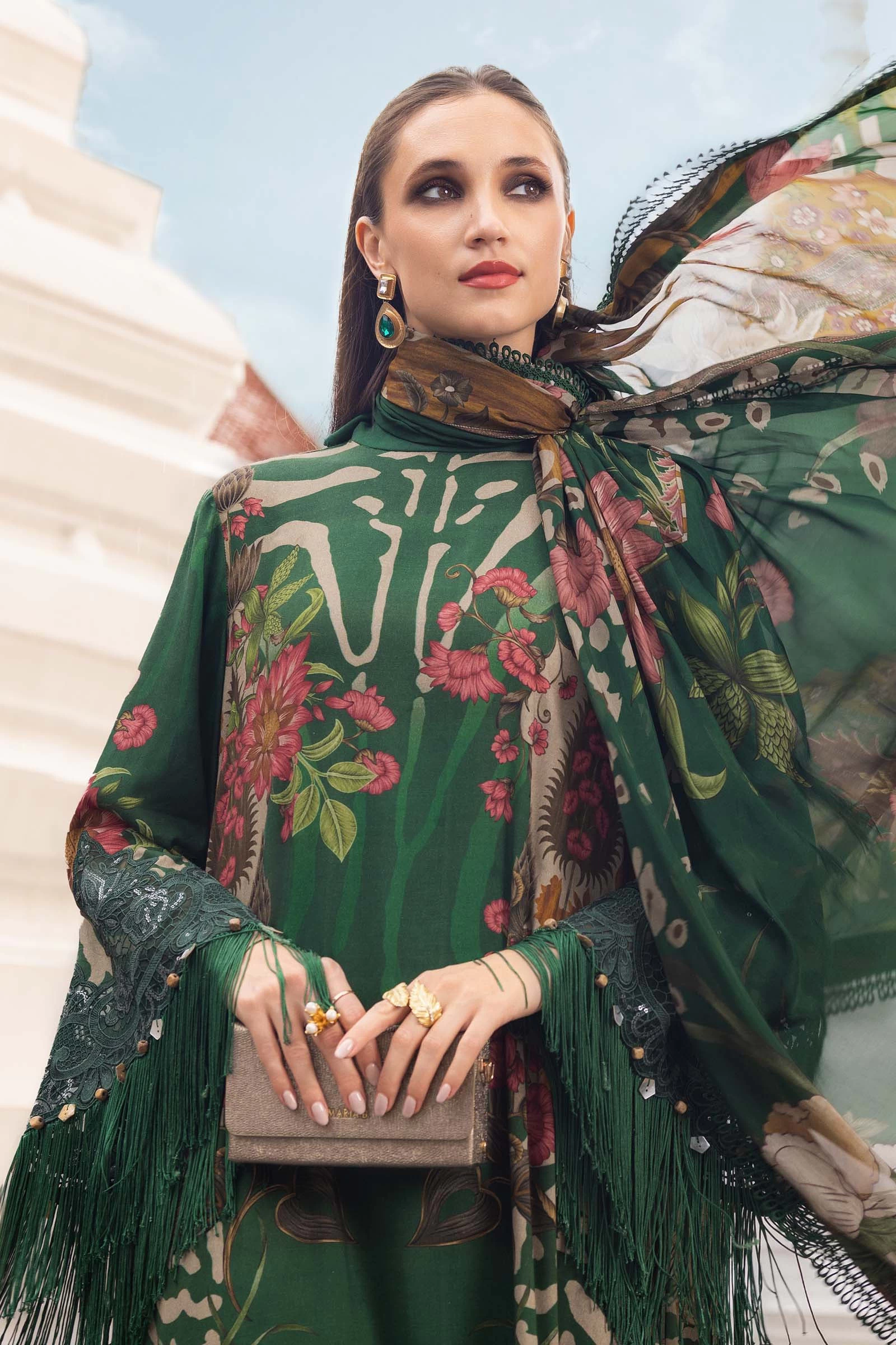 3 Piece Unstitched Embroidered Linen Suit - MPT-2810-A