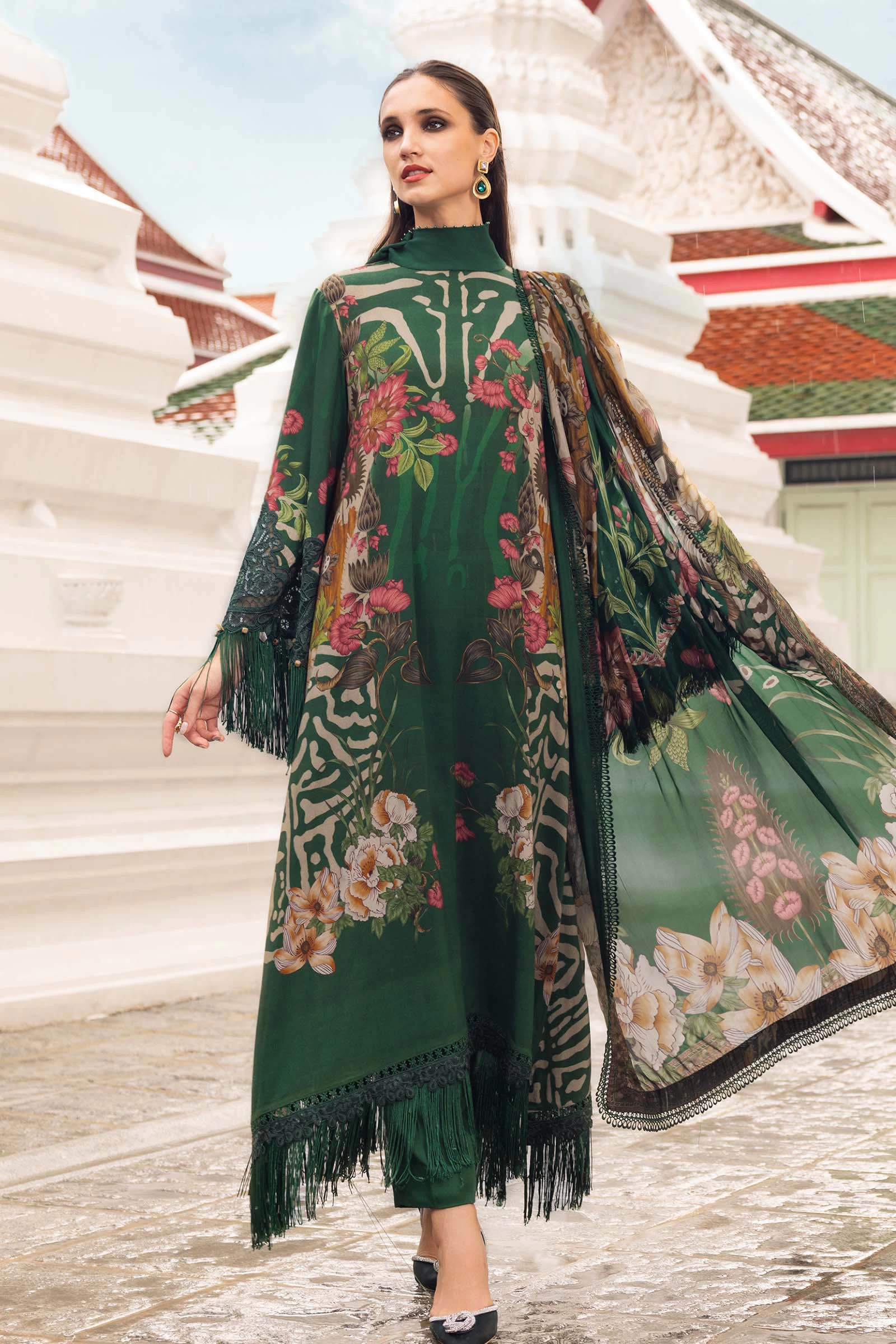 3 Piece Unstitched Embroidered Linen Suit - MPT-2810-A