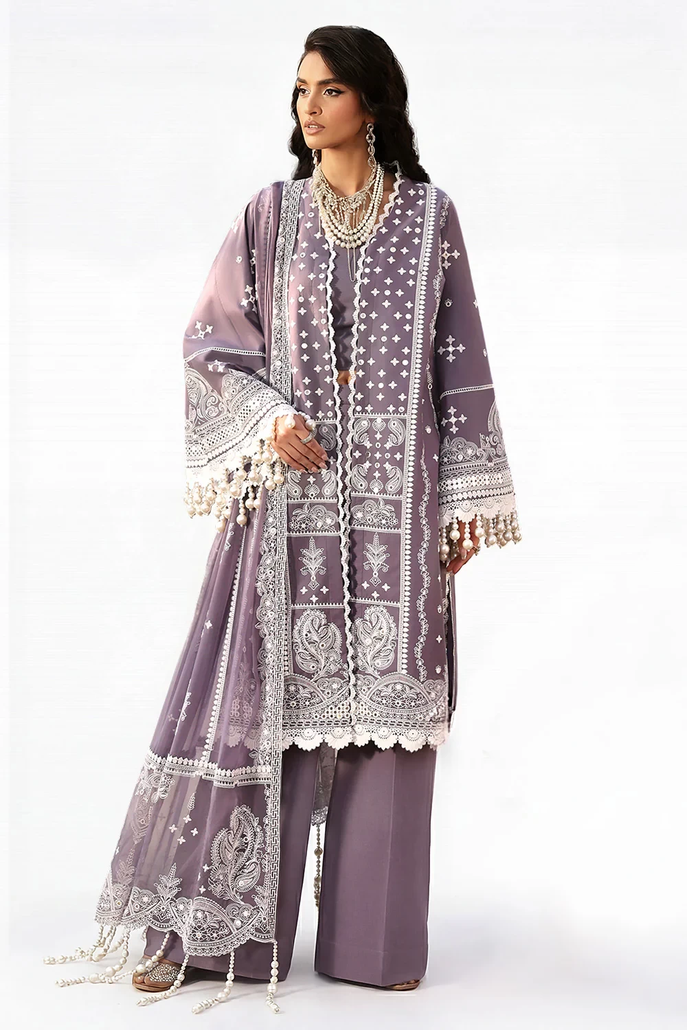 3 Piece Sequins Embroidered Lawn Suit with Chiffon Dupatta PM-62025 - W-FB-LUX-2