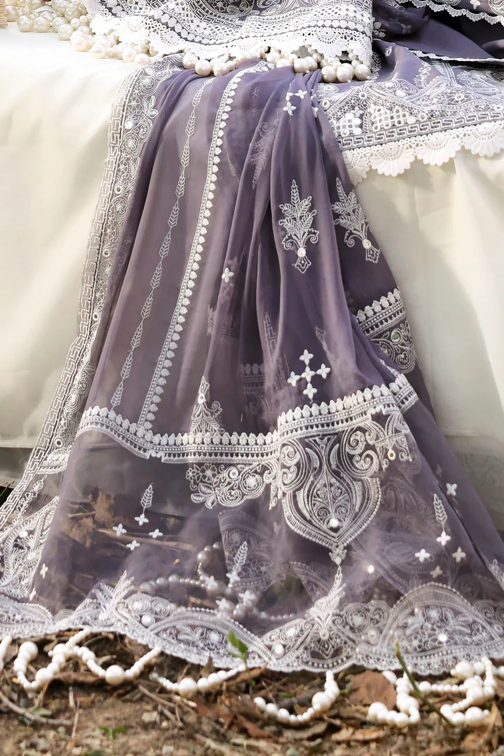 3 Piece Sequins Embroidered Lawn Suit with Chiffon Dupatta PM-62025 - W-FB-LUX-2