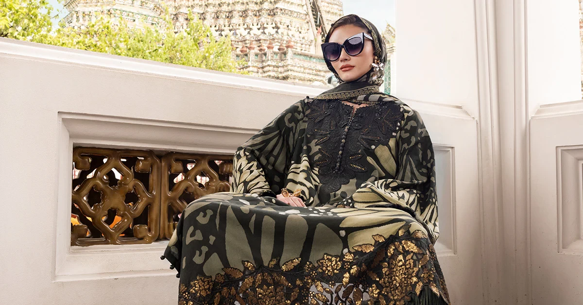 3 Piece Embroidered Linen Suit - MPT-2809-A