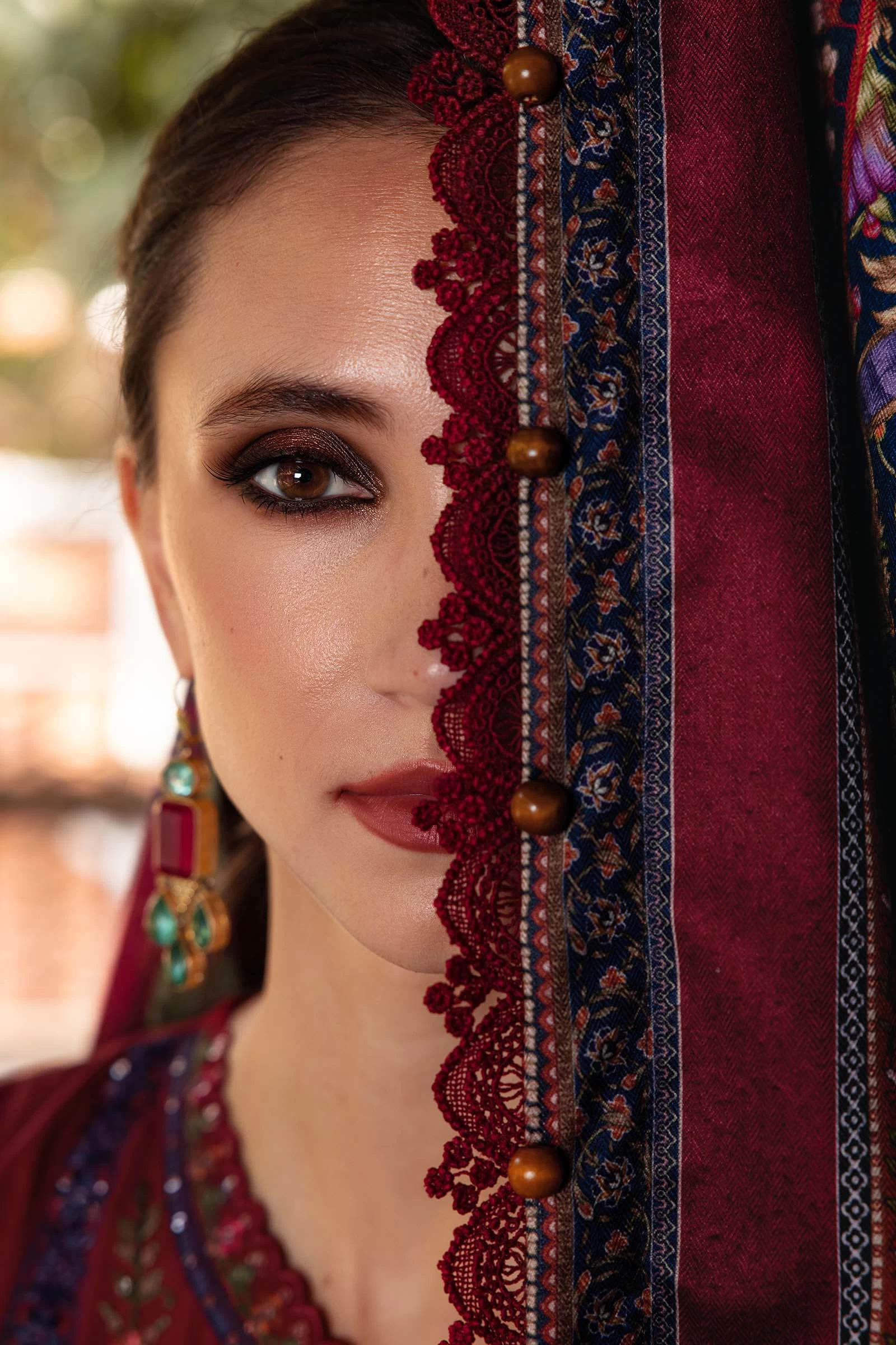 3 Piece Embroidered Twill Linen Suit - MPT-2807-A