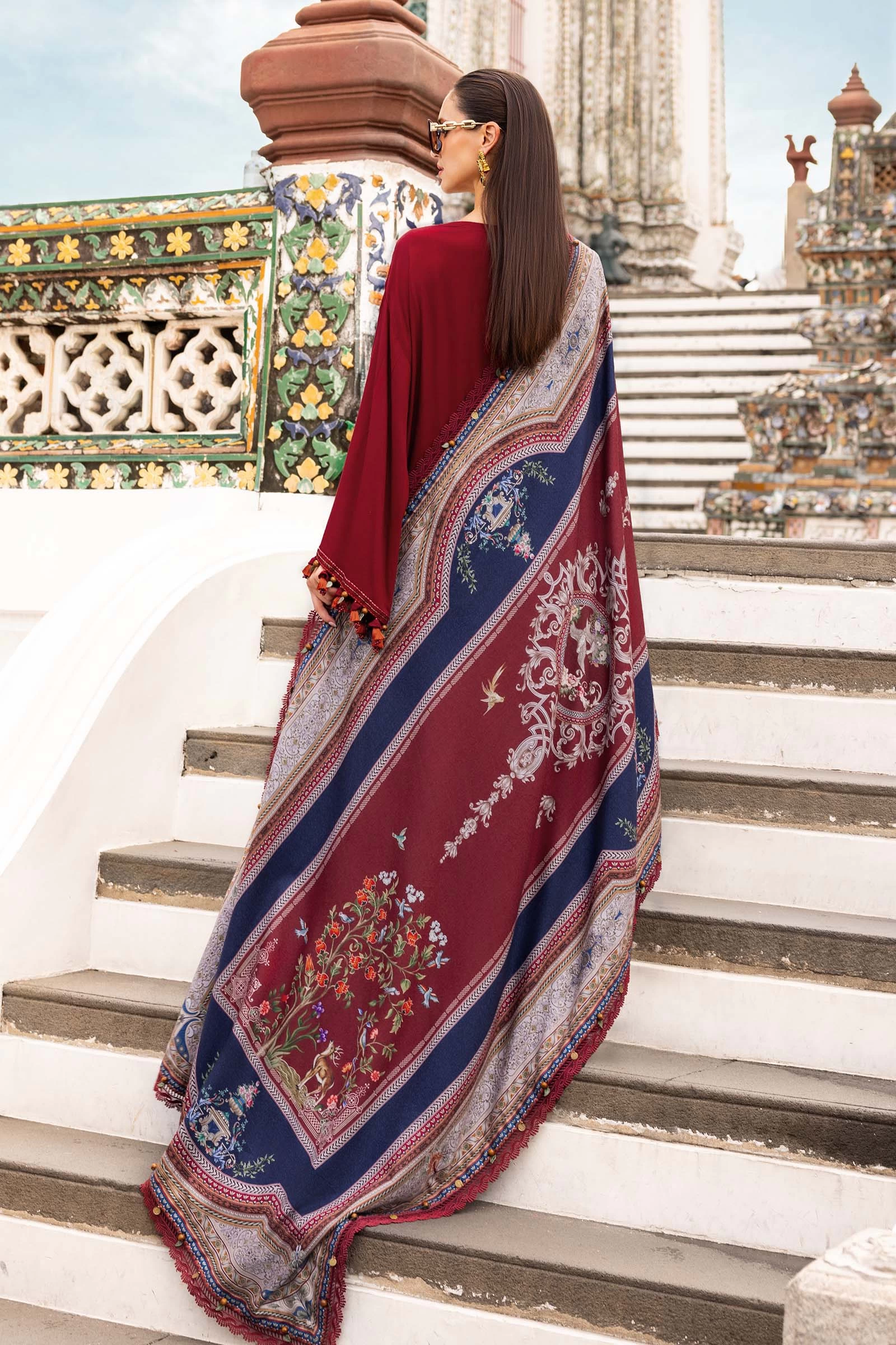 3 Piece Embroidered Twill Linen Suit - MPT-2805-A