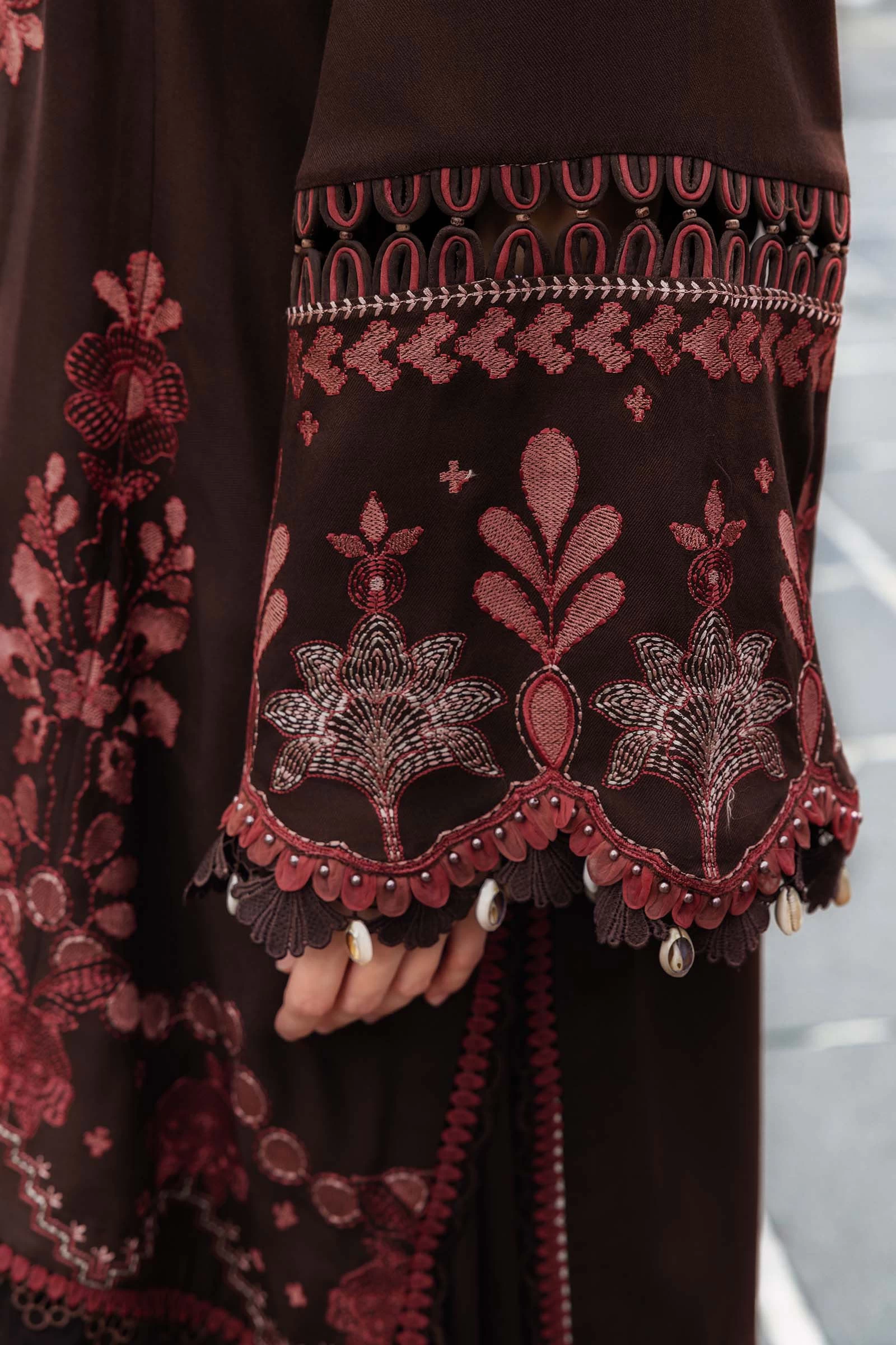3 Piece Embroidered Twill Linen Suit - MPT-2804-A