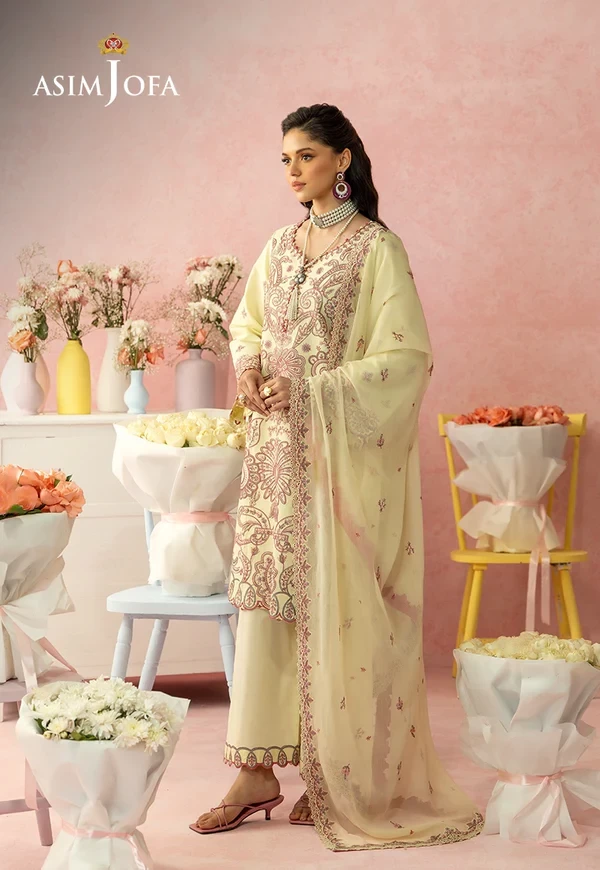 Embroidered Lawn 3 Pcs - SKU: AJULW-09-UNS