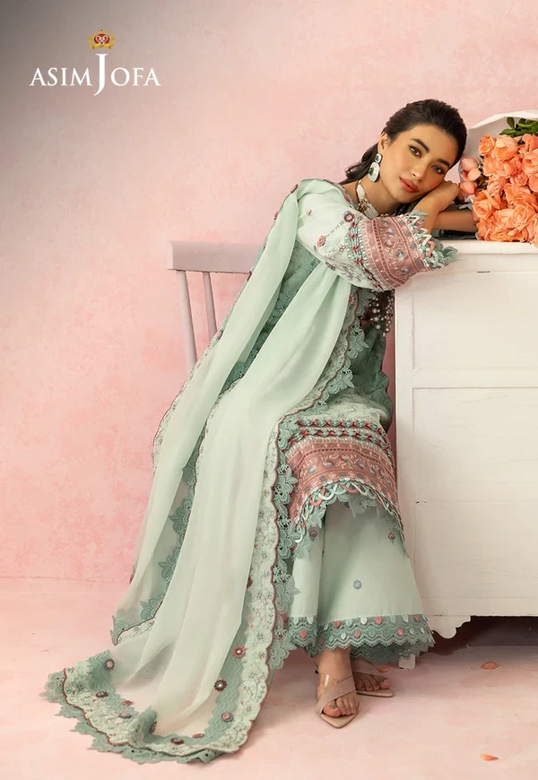 Embroidered Lawn 3 Pcs - SKU: AJULW-08-UNS