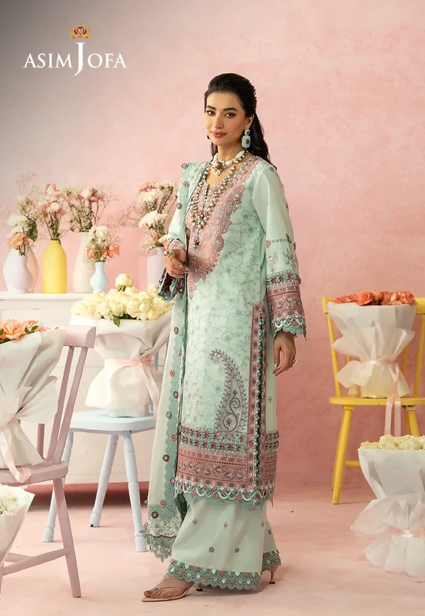 Embroidered Lawn 3 Pcs - SKU: AJULW-08-UNS