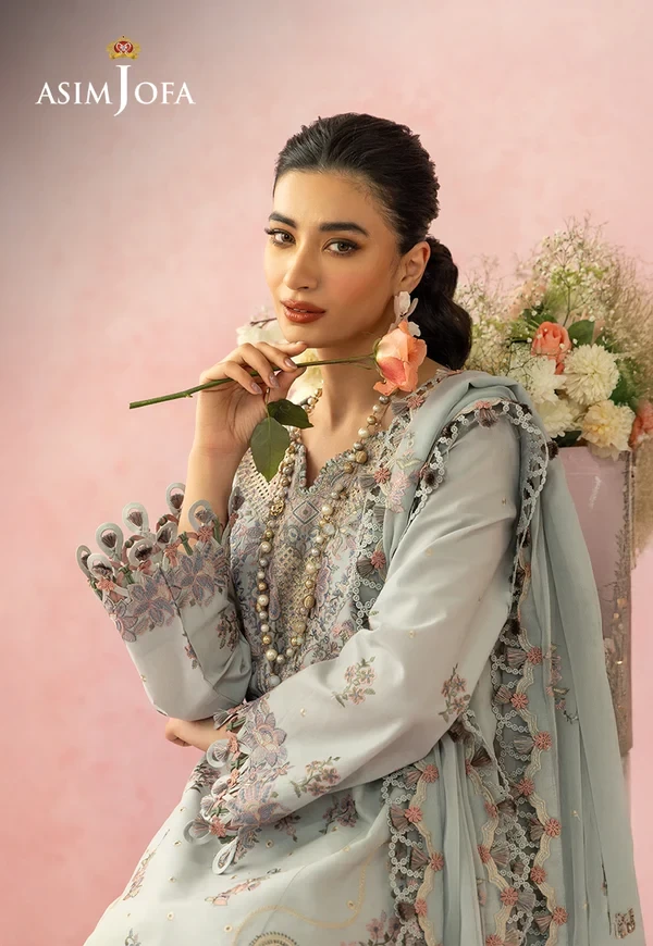 Embroidered Lawn 3 Pcs - SKU: AJULW-01-UNS