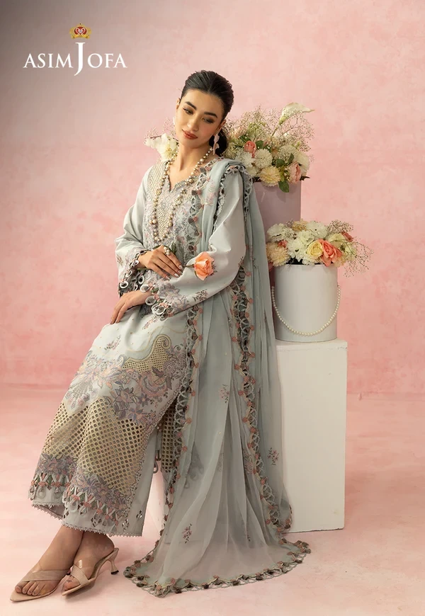 Embroidered Lawn 3 Pcs - SKU: AJULW-01-UNS