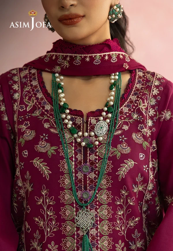 Embroidered Lawn 3 Pcs - SKU: AJULW-02-UNS