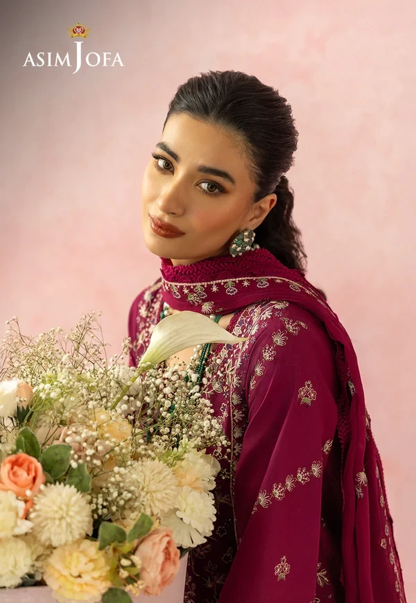 Embroidered Lawn 3 Pcs - SKU: AJULW-02-UNS