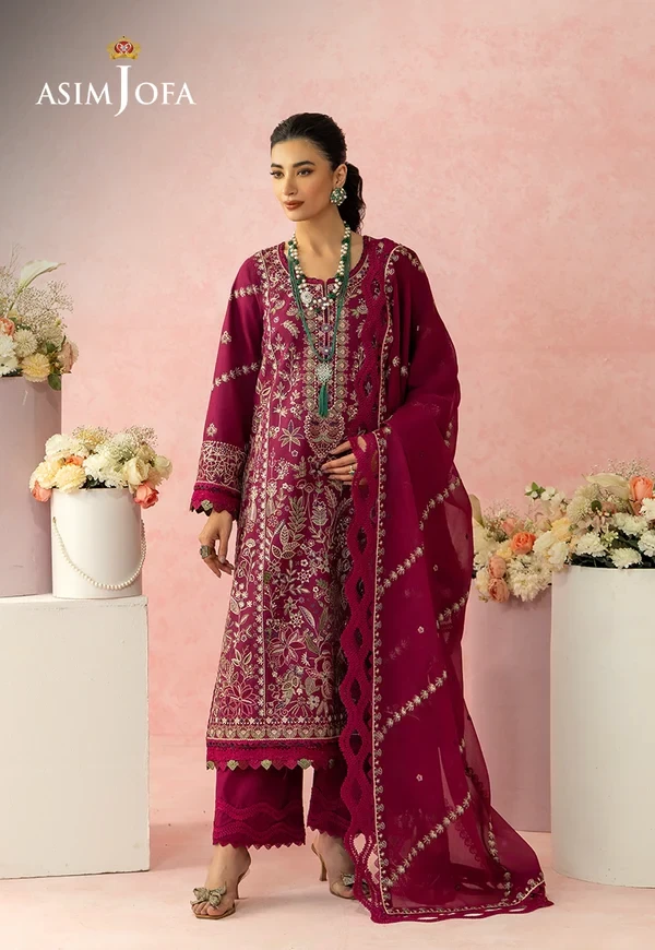 Embroidered Lawn 3 Pcs - SKU: AJULW-02-UNS