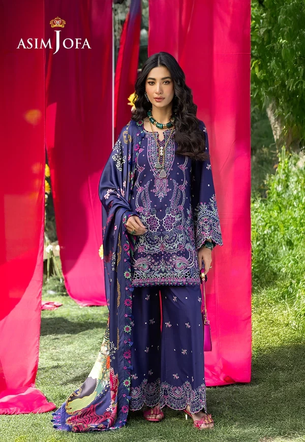 Embroidered Lawn 3 Pcs - SKU: AJULW-03-UNS