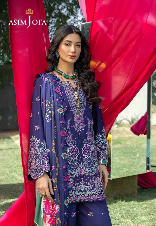 Embroidered Lawn 3 Pcs - SKU: AJULW-03-UNS