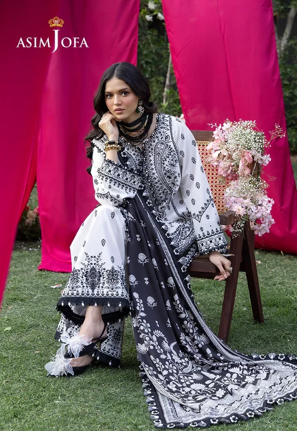 Embroidered Lawn 3 Pcs - SKU: AJULW-04-UNS